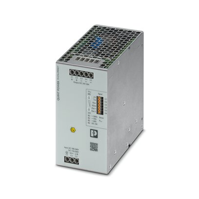 Phoenix Contact Switching Power Supply; QUINT4-PS/1AC/24DC/20/+; 24VDC OUT; 20A; 85-264VAC/90-350VDC IN; Single Phase; DIN Rail Mount; Metal; Screw Connection